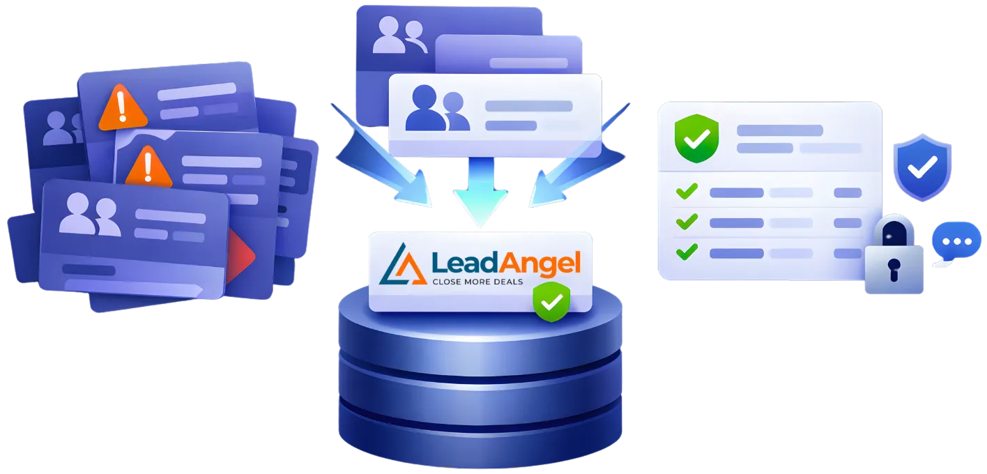 LeadAngel data deduplication keeping CRM clean and accurate.